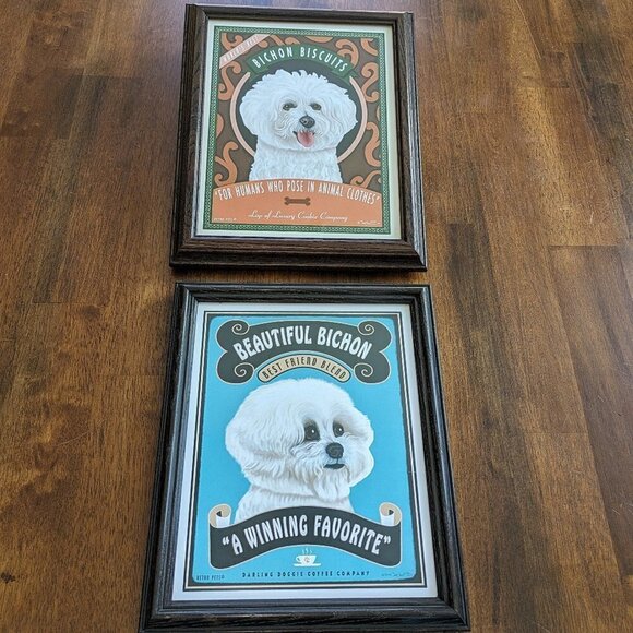 Bichon Frise Framed Retro Pets By Krista Brooks Art - Picture 2 of 8